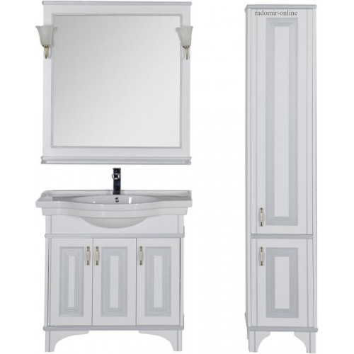 Комплект мебели для ванной Aquanet Валенса 90 белый краколет/серебро