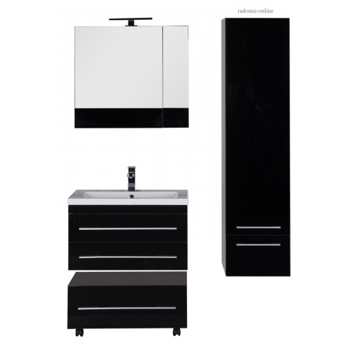 Комплект мебели для ванной Aquanet Верона 75 черный (подвесной 2 ящика)