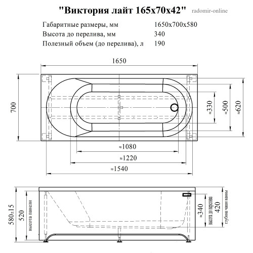 Radomir Виктория Лайт 165х70 - купить с доставкой, официальный магазин ...
