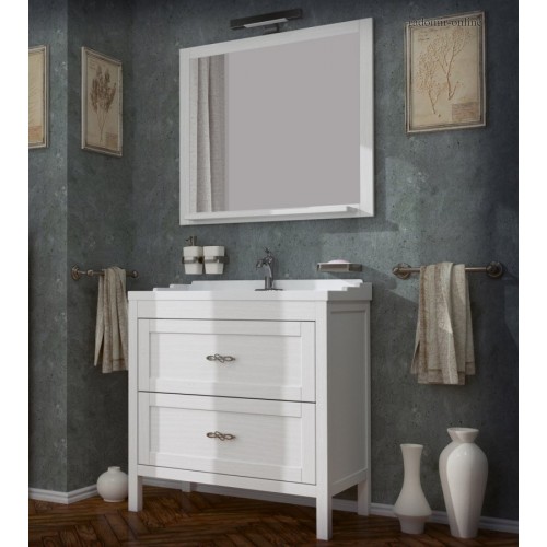 Комплект мебели ASB-Woodline Римини 80 белый / патина серебро